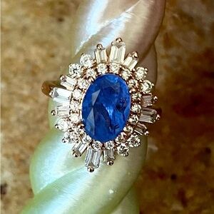 Bomb Party RETRO RBP2978 Cornflower Blue Quartz on Rose Gold Ring HTF
